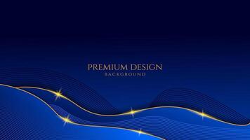 foncé bleu luxe prime Contexte avec brillant or ligne vagues, adapté pour bannières, fonds d'écran, brochures et affiches. vecteur illustration