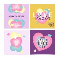 social médias Publier conception pour la Saint-Valentin salutation cartes vecteur