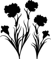 ai généré dianthus noir silhouette vecteur