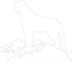 ai généré Montagne Lion contour silhouette vecteur