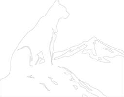 ai généré Montagne Lion contour silhouette vecteur