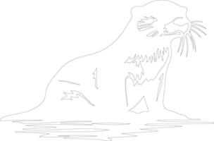 ai généré loutre rivière contour silhouette vecteur