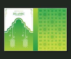 élégante couverture d'ornement islamique ramadan vert vecteur