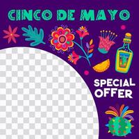 cinco de mayo spécial offre bannière, mexicain cactus vecteur