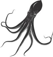ai généré silhouette calamar animal noir Couleur seulement plein corps vecteur
