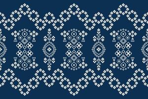 traditionnel ethnique motifs ikat géométrique en tissu modèle traverser point.ikat broderie ethnique Oriental pixel marine bleu Contexte. abstrait, vecteur, illustration. texture, écharpe, décoration, papier peint. vecteur