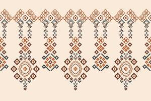traditionnel ethnique motifs ikat géométrique en tissu modèle traverser point.ikat broderie ethnique Oriental pixel marron crème Contexte. abstrait, vecteur, illustration. texture, écharpe, décoration, papier peint. vecteur