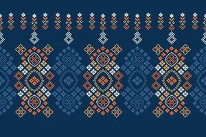 traditionnel ethnique motifs ikat géométrique en tissu modèle traverser point.ikat broderie ethnique Oriental pixel marine bleu Contexte. abstrait, vecteur, illustration. texture, écharpe, décoration, papier peint. vecteur