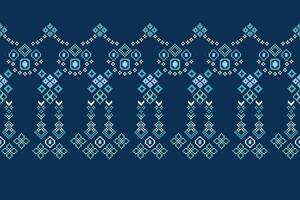 traditionnel ethnique motifs ikat géométrique en tissu modèle traverser point.ikat broderie ethnique Oriental pixel marine bleu Contexte. abstrait, vecteur, illustration. texture, écharpe, décoration, papier peint. vecteur