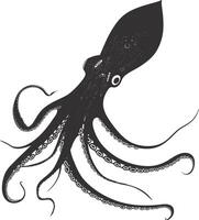 ai généré silhouette calamar animal noir Couleur seulement plein corps vecteur