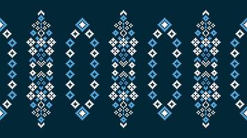 traditionnel ethnique motifs ikat géométrique en tissu modèle traverser point.ikat broderie ethnique Oriental pixel marine bleu Contexte. abstrait, vecteur, illustration. texture, écharpe, décoration, papier peint. vecteur