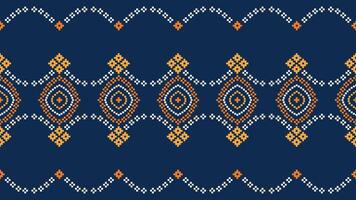 traditionnel ethnique motifs ikat géométrique en tissu modèle traverser point.ikat broderie ethnique Oriental pixel marine bleu Contexte. abstrait, vecteur, illustration. texture, écharpe, décoration, papier peint. vecteur