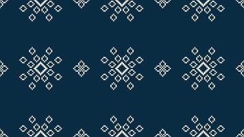 traditionnel ethnique motifs ikat géométrique en tissu modèle traverser point.ikat broderie ethnique Oriental pixel marine bleu Contexte. abstrait, vecteur, illustration. texture, écharpe, décoration, papier peint. vecteur