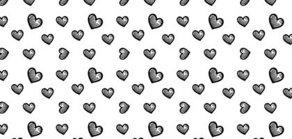 main tiré griffonnage cœurs forme noir ligne sans couture modèle cœur sur blanc abstrait Contexte vecteur illustration