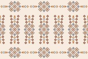 traditionnel ethnique motifs ikat géométrique en tissu modèle traverser point.ikat broderie ethnique Oriental pixel marron crème Contexte. abstrait, vecteur, illustration. texture, écharpe, décoration, papier peint. vecteur