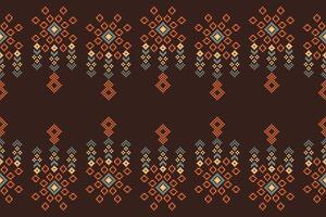 traditionnel ethnique motifs ikat géométrique en tissu modèle traverser point.ikat broderie ethnique Oriental pixel marron Contexte. abstrait, vecteur, illustration. texture, écharpe, décoration, papier peint. vecteur