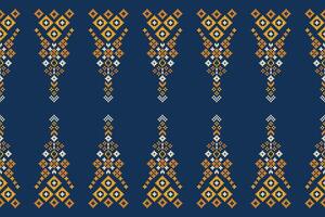 traditionnel ethnique motifs ikat géométrique en tissu modèle traverser point.ikat broderie ethnique Oriental pixel marine bleu Contexte. abstrait, vecteur, illustration. texture, écharpe, décoration, papier peint. vecteur