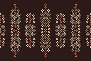 traditionnel ethnique motifs ikat géométrique en tissu modèle traverser point.ikat broderie ethnique Oriental pixel marron Contexte. abstrait, vecteur, illustration. texture, écharpe, décoration, papier peint. vecteur