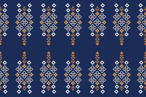 traditionnel ethnique motifs ikat géométrique en tissu modèle traverser point.ikat broderie ethnique Oriental pixel marine bleu Contexte. abstrait, vecteur, illustration. texture, écharpe, décoration, papier peint. vecteur