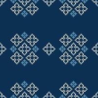 traditionnel ethnique motifs ikat géométrique en tissu modèle traverser point.ikat broderie ethnique Oriental pixel marine bleu Contexte. abstrait, vecteur, illustration. texture, écharpe, décoration, papier peint. vecteur