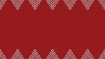 traditionnel ethnique motifs ikat géométrique en tissu modèle traverser point.ikat broderie ethnique Oriental pixel rouge Contexte. abstrait, vecteur, illustration. texture, Noël, décoration, papier peint. vecteur