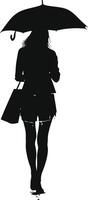 ai généré silhouette femme étudiant avec parapluie noir Couleur seulement vecteur