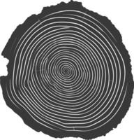 ai généré silhouette arbre anneaux bois noir Couleur seulement vecteur