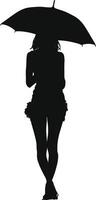 ai généré silhouette femme avec parapluie noir Couleur seulement plein corps vecteur
