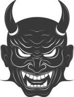 ai généré silhouette Japonais traditionnel masque hannya masque noir Couleur seulement vecteur