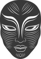 ai généré silhouette Japonais traditionnel masque noir Couleur seulement vecteur