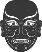 ai généré silhouette Japonais traditionnel masque hyottoko masque noir Couleur seulement vecteur
