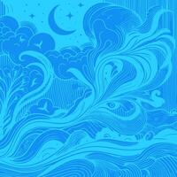 abstrait mystique nuit vagues illustration vecteur