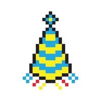 anniversaire fête chapeau pixel art vecteur