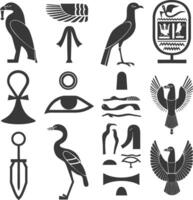 ai généré silhouette collection de ancien égyptien hiéroglyphes symbole logo noir Couleur seulement vecteur