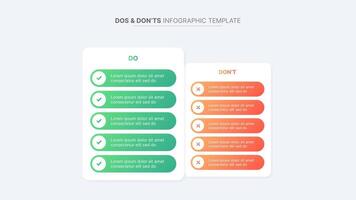 cercle rond dos et à ne pas faire, avantages et les inconvénients, contre, contre Comparaison infographie conception modèle vecteur