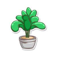 Accueil plante dessin animé style. mis en pot plante isolé sur blanc vecteur