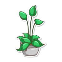 Accueil plante dessin animé style. mis en pot plante isolé sur blanc vecteur