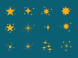 d'or étoiles et étoiles sur une bleu Contexte vecteur