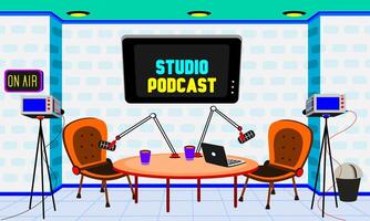 Podcast et diffuser studio pièce pour fabrication contenu vecteur conception Contexte