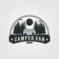 campeur van logo vecteur illustration conception, prime logo conception, isolé campeur van