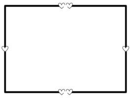 main tiré noir lignes art Facile horizontal cœur forme frontière Cadre. griffonnage esquisser style décoratif élément vecteur pour bannière, affiche, mariage