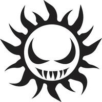rampant solaire éclater en colère Soleil emblème roussi fureur noir icône de en colère Soleil vecteur