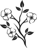 floral vigne élégance monochrome conception vignoble charme noir floral icône vecteur
