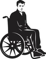 compris roues vecteur noir emblème égalité rouleau fauteuil roulant icône conception