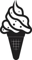 glacial tentation noir cône icône cuillerées de bonheur la glace crème noir logo vecteur