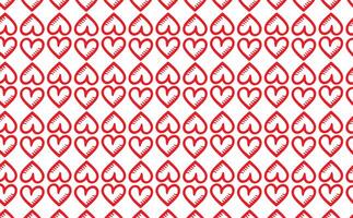 main tiré griffonnage rouge cœurs forme sans couture modèle cœur sur blanc abstrait Contexte vecteur illustration