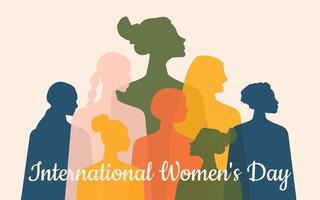 international aux femmes journée. femmes de différent âge, nationalités et religions viens ensemble. vecteur