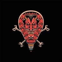 diable dans le lampe tatouage vecteur conception