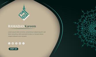 islamique Contexte dans vert et bronzer conception avec Facile mandala et arabe calligraphie pour Ramadan kareem campagne. arabe texte signifier est Ramadan Karim. vecteur
