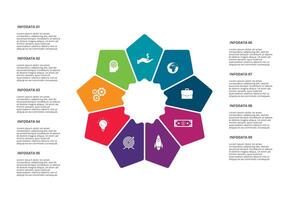 cercle éléments de graphique, diagramme avec 9 pas, choix, les pièces ou processus. modèle pour infographie, présentation. vecteur